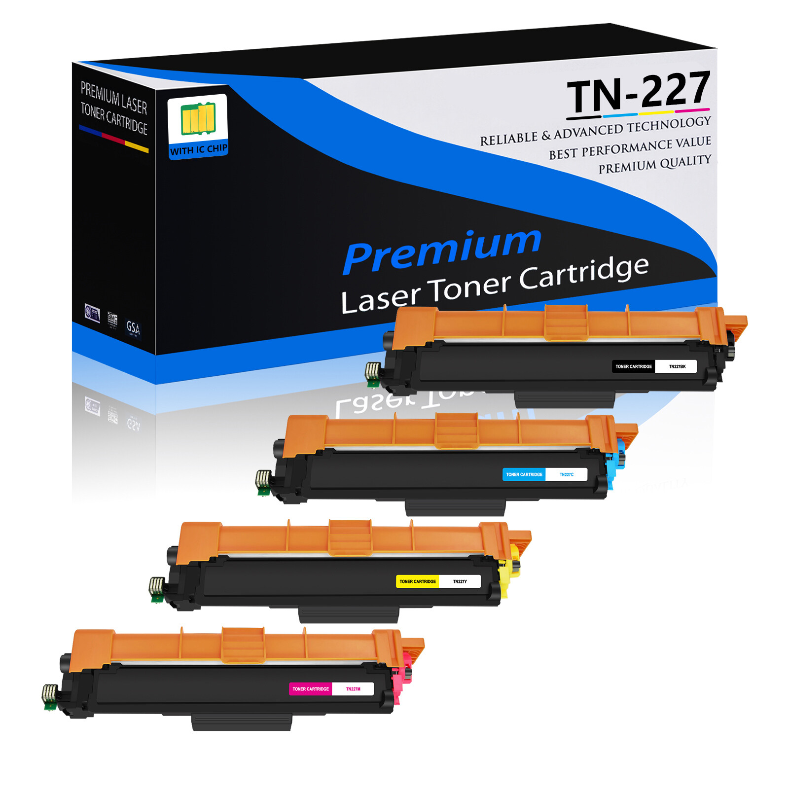 4PK TN227 BCMY Color Toner Cartridge For Brother HL-L3210CW MFC-L3770CDW W/Chip