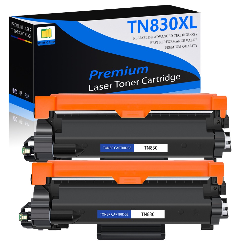 2PK TN830XL High Yield Black Toner Cartridge for Brother DCP-L2640DW MFC-L2820DW