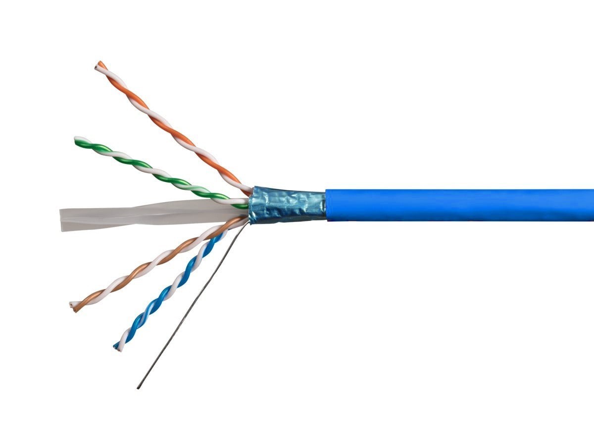 Open Box Monoprice Cat6A 1000ft F/UTP Shielded CMR Bulk Cable Blue 135-03-04-B