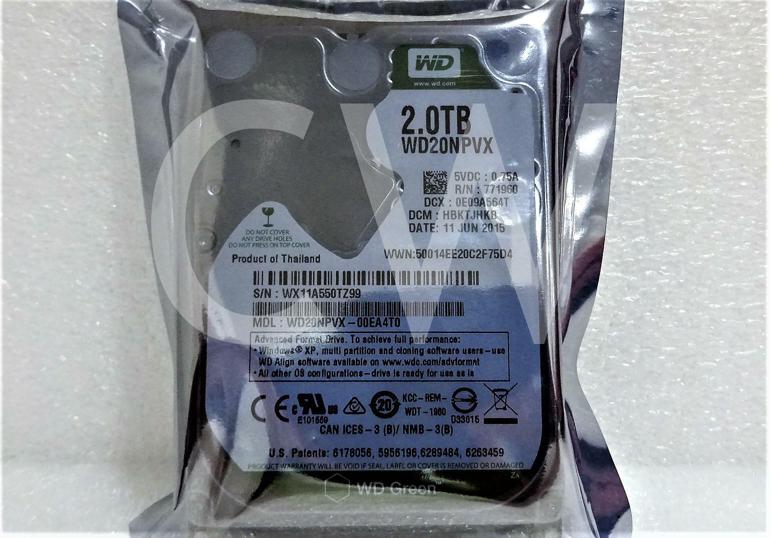 WD20NPVX Western Digital GREEN 2TB 5.4K RPM 6Gb/s 2.5" SATA HDD Hard Drive
