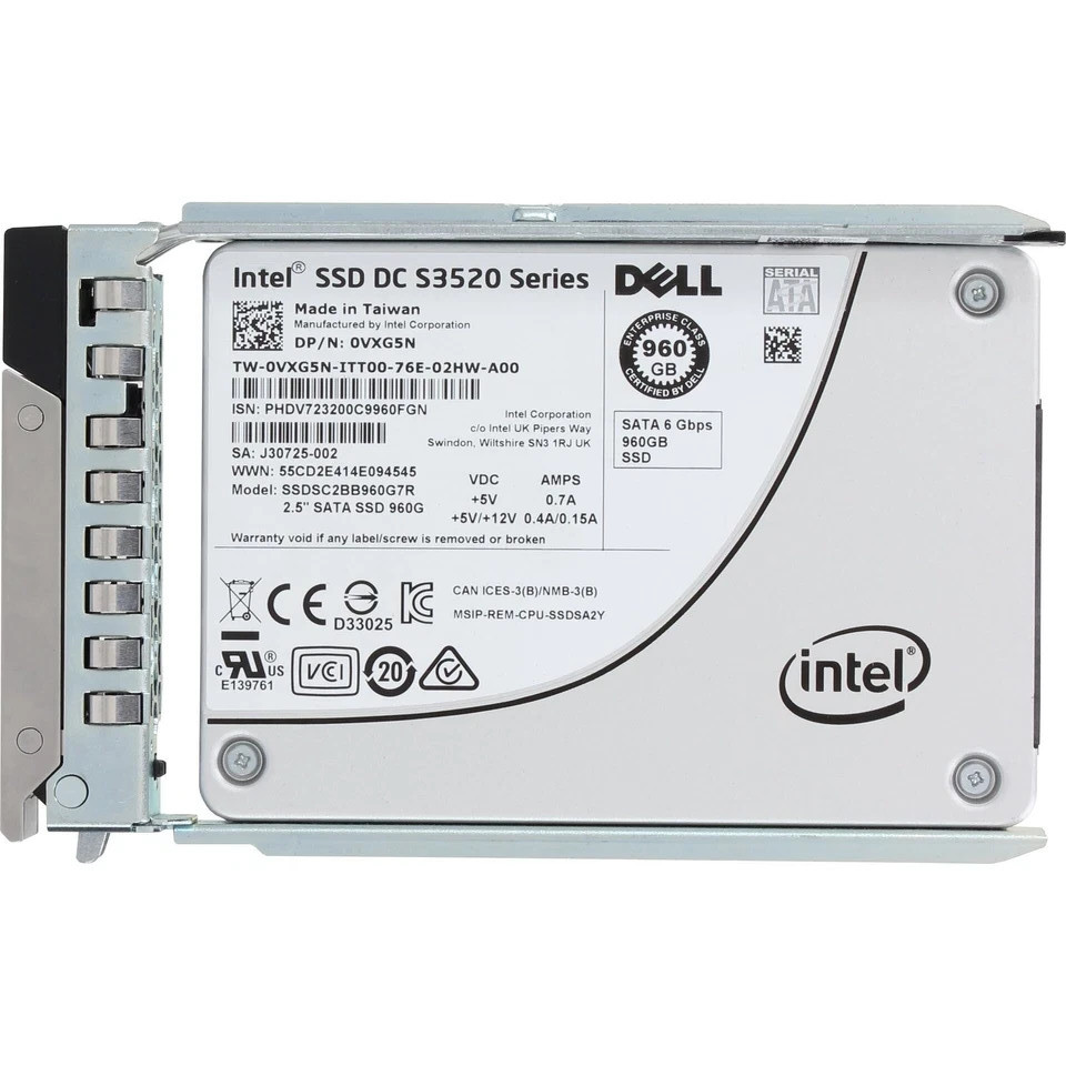 Dell 960GB 6Gbps SATA RI MLC 2.5 SSD S3520 CPO (VXG5N)