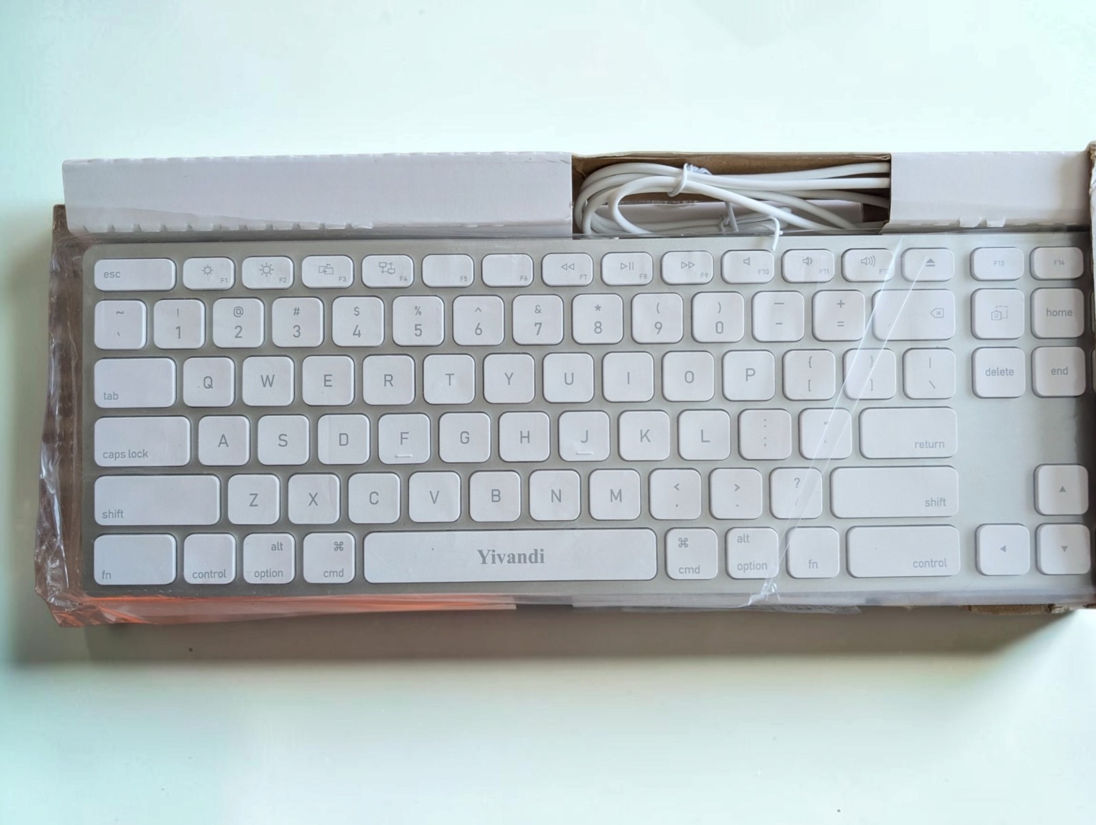 Yivandi Wired USB Aluminum Keyboard for Mac OS & Windows Slim Apple Style T
