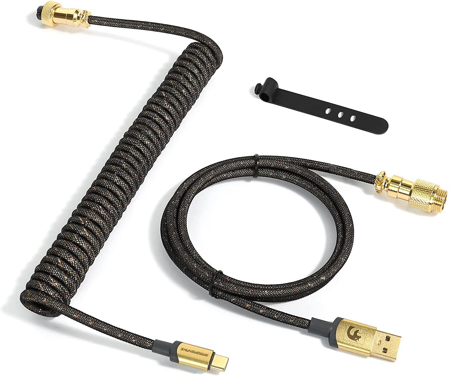 MAMBASNAKE C03 Coiled USB C Cable for Gaming Keyboard, Braided Charging Cable