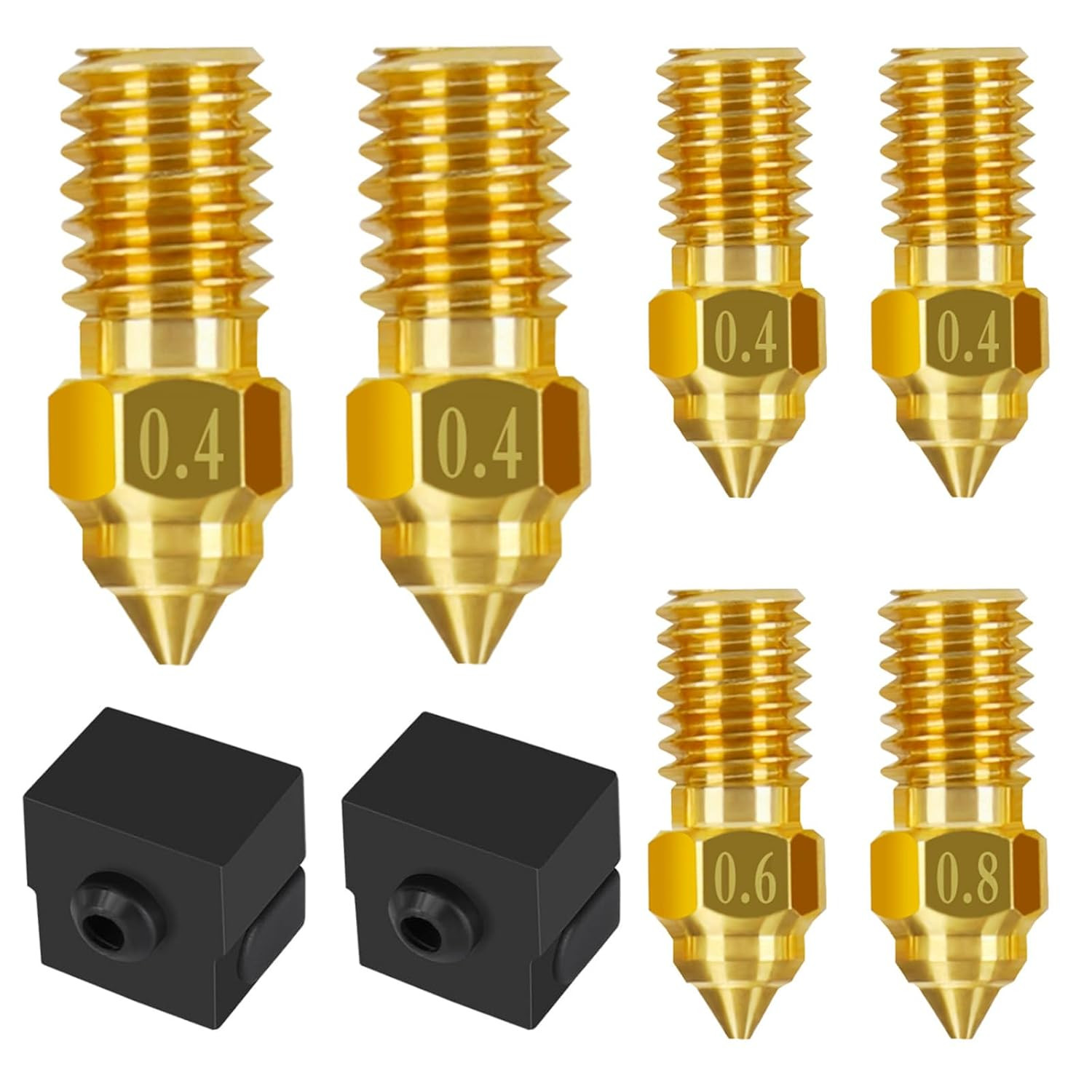 Comgrow 6pcs Ender 3 V3 SE Nozzle Kit, 3D Printer Brass 0.4mm 0.6mm 0.8mm