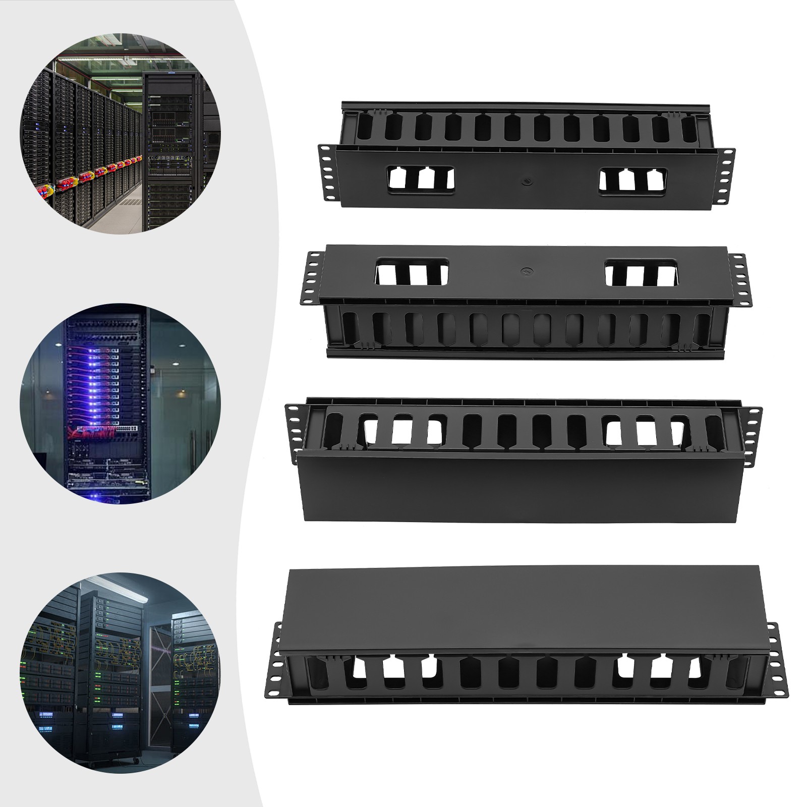 4 Pack Horizontal Rack Mount Cable Management, Cable Organizer, Cable Raceways~