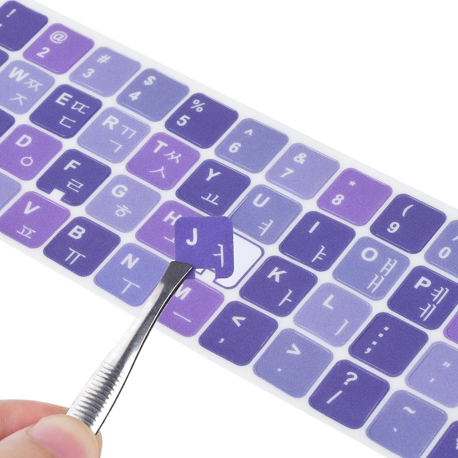 2Pack Korean Keyboard Stickers, KoreanEnglish Keyboard Sticker on Purple Back...