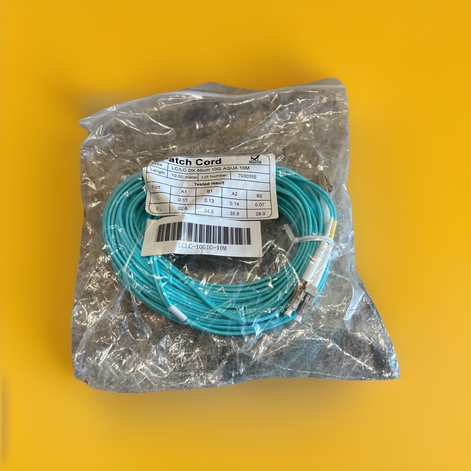 🔥(AN) ***QTY 1*** LC to LC Duplex Fiber Optic Patch Cable 50µm OM3/OM4 10G 10M