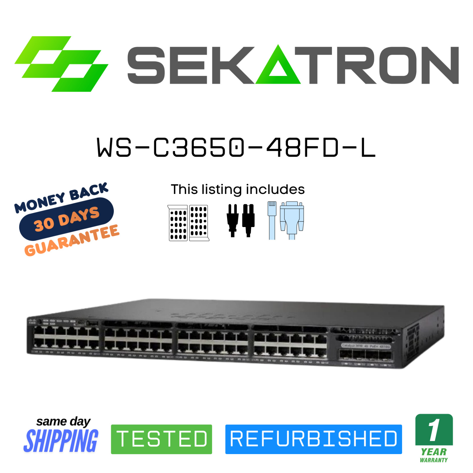 ♻️ Cisco Catalyst WS-C3650-48FD-L 48-Port Gigabit Ethernet PoE+ Switch ⚡FastShip