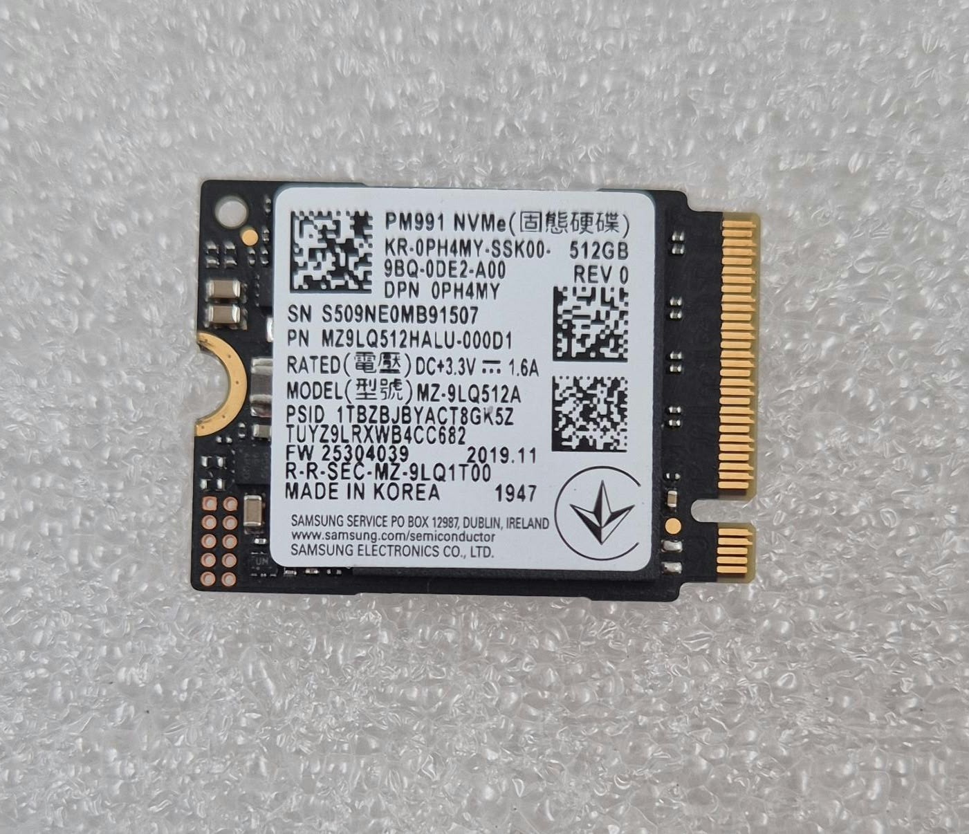 Samsung PM991 512GB NVMe MZ-9LQ512A MZ9LQ512HALU M.2 2230 Internal SSD 0PH4MY