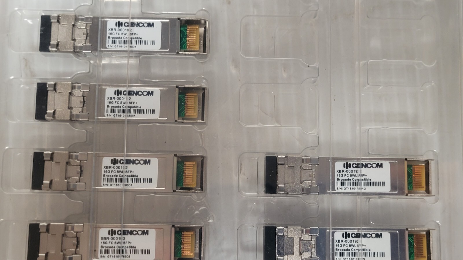 Lot of 7 Gencom Brocade compatible 16GB SW 125M 850NM SFP+ GBIC XBR-000192