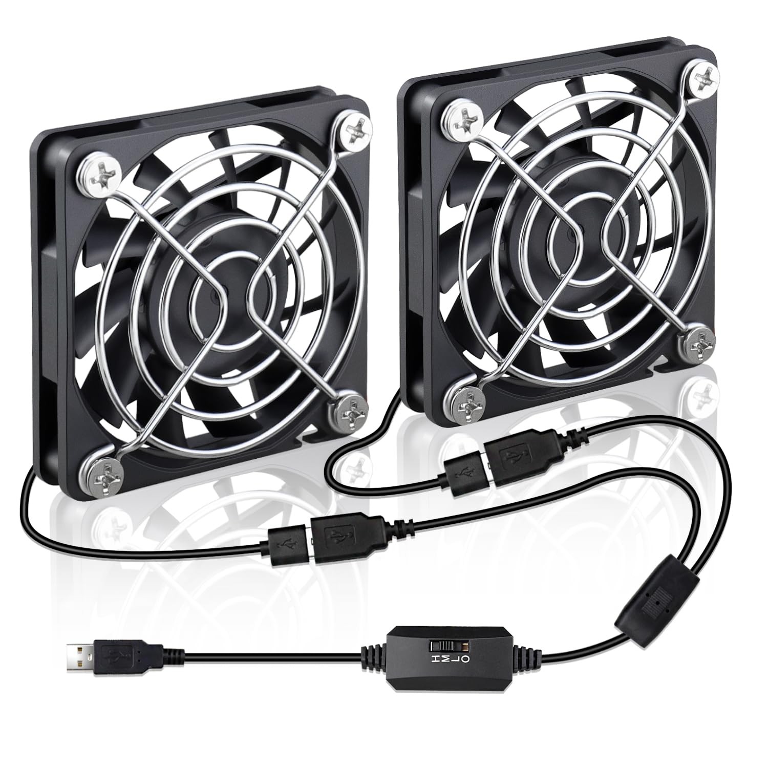2 Packs 60mm x 10mm USB Computer Fan 5V with Speed Control for DIY