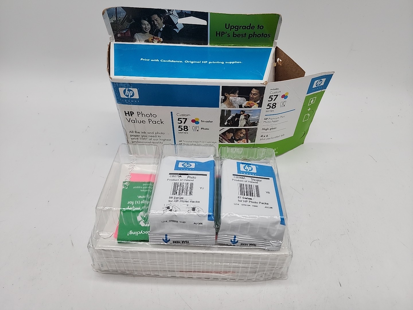HP Photo VALUE Pack HP57 Tri-Color HP58 Photo Ink w/ 100 Sheets Paper EXP. 07/08