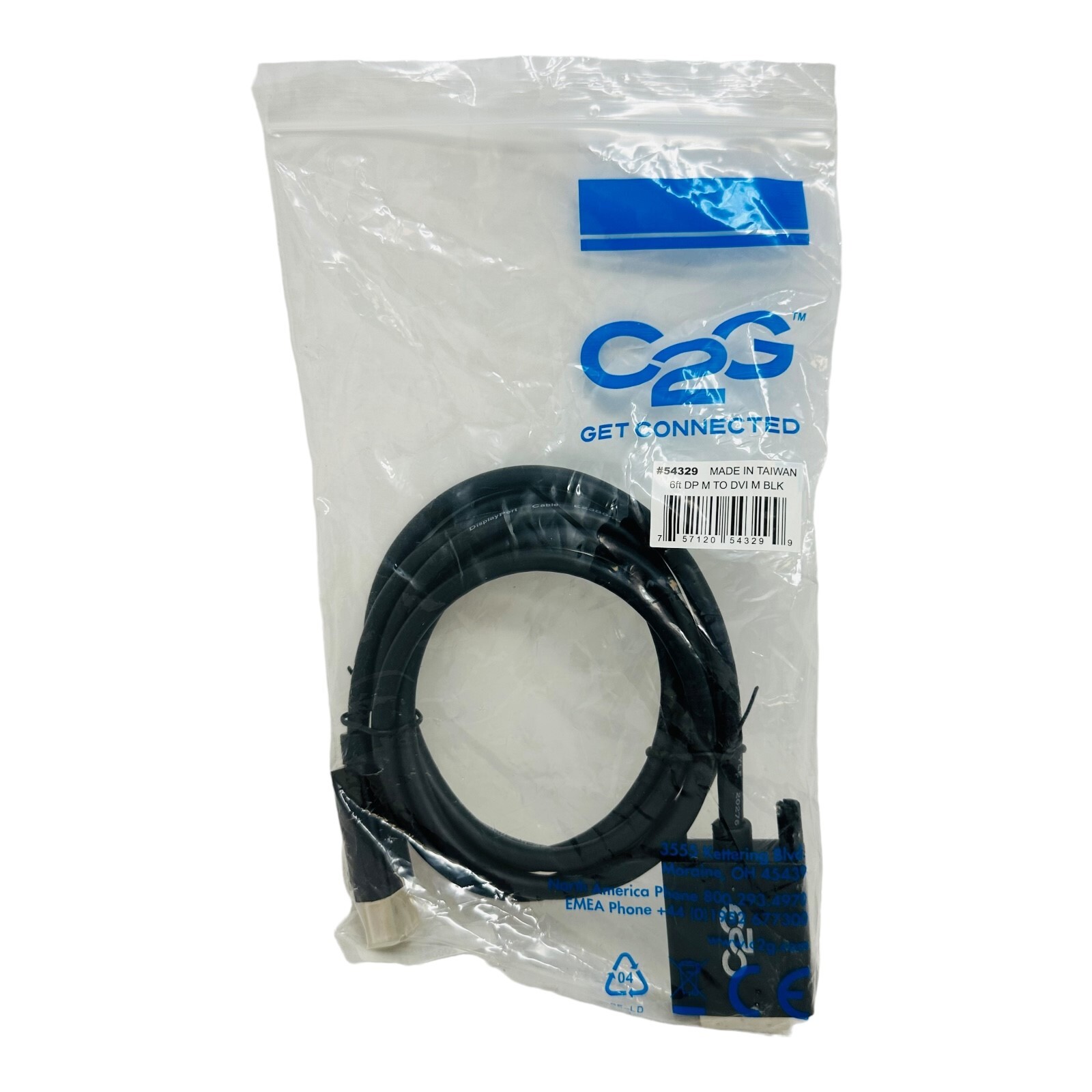 C2G #54329 6ft M TO DVI M BLACK NEW/UNUSED SURPLUS