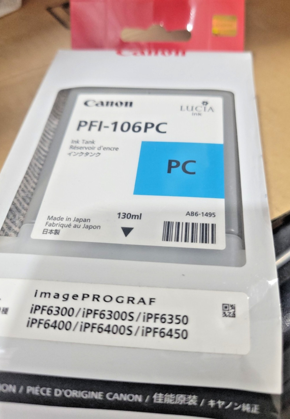 GENUINE CANON PFI 106PC PHOTO CYAN Ink Tank IMAGEPROGRAF iPF6300 iPF6350 iPF6400