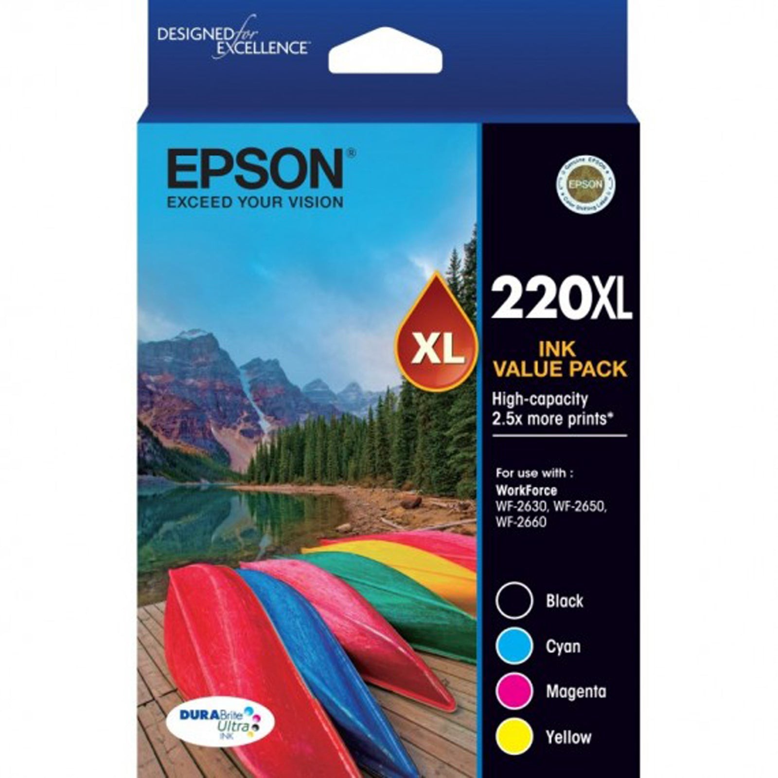 AU GENUINE Original Epson 220XL 4 Colour Value Pack WF-2630 WF-2650 WF-2660