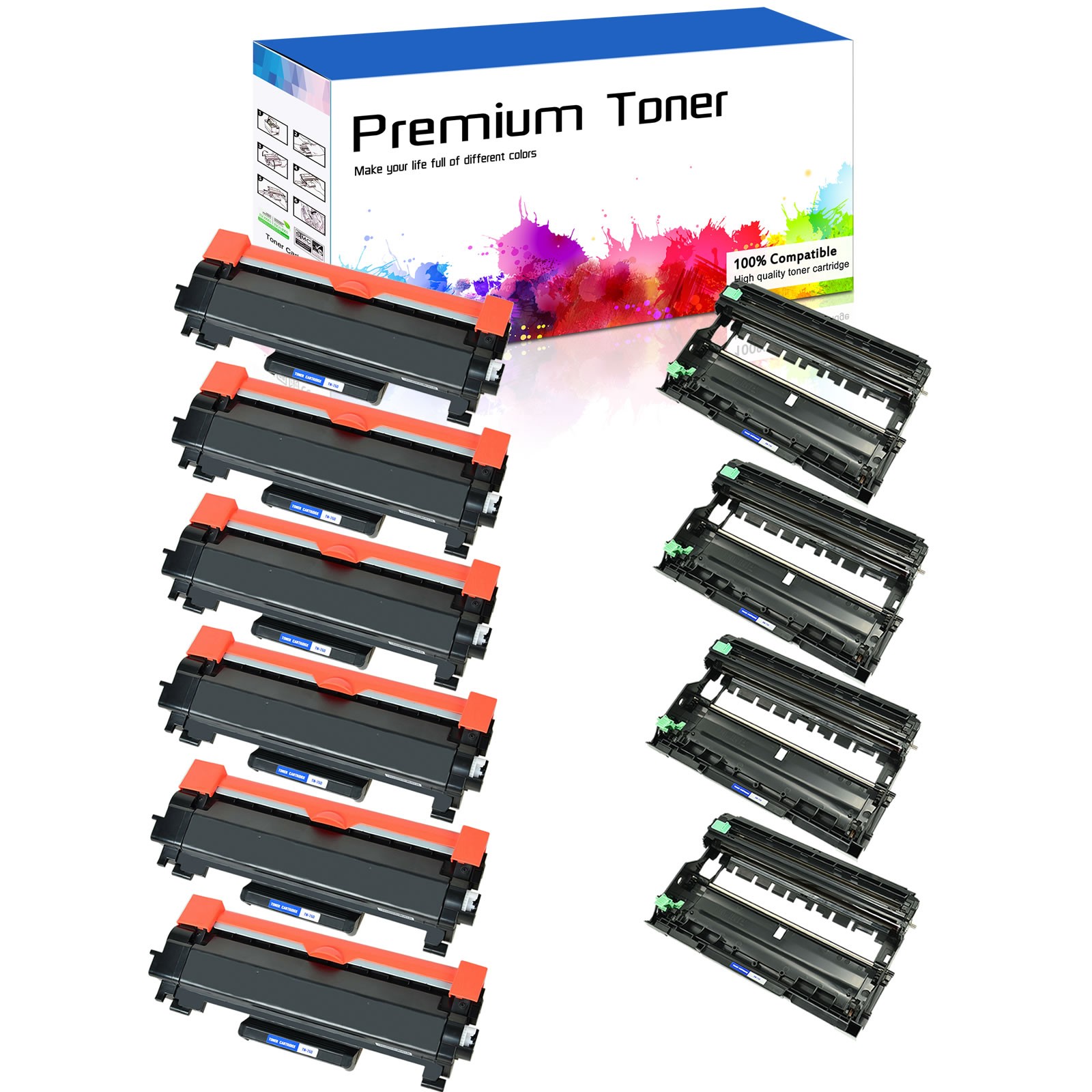 6PK TN760 Toner & 4PK DR730 Drum for Brother HL-L2390DW MFC-L2717DW MFC-L2730DW