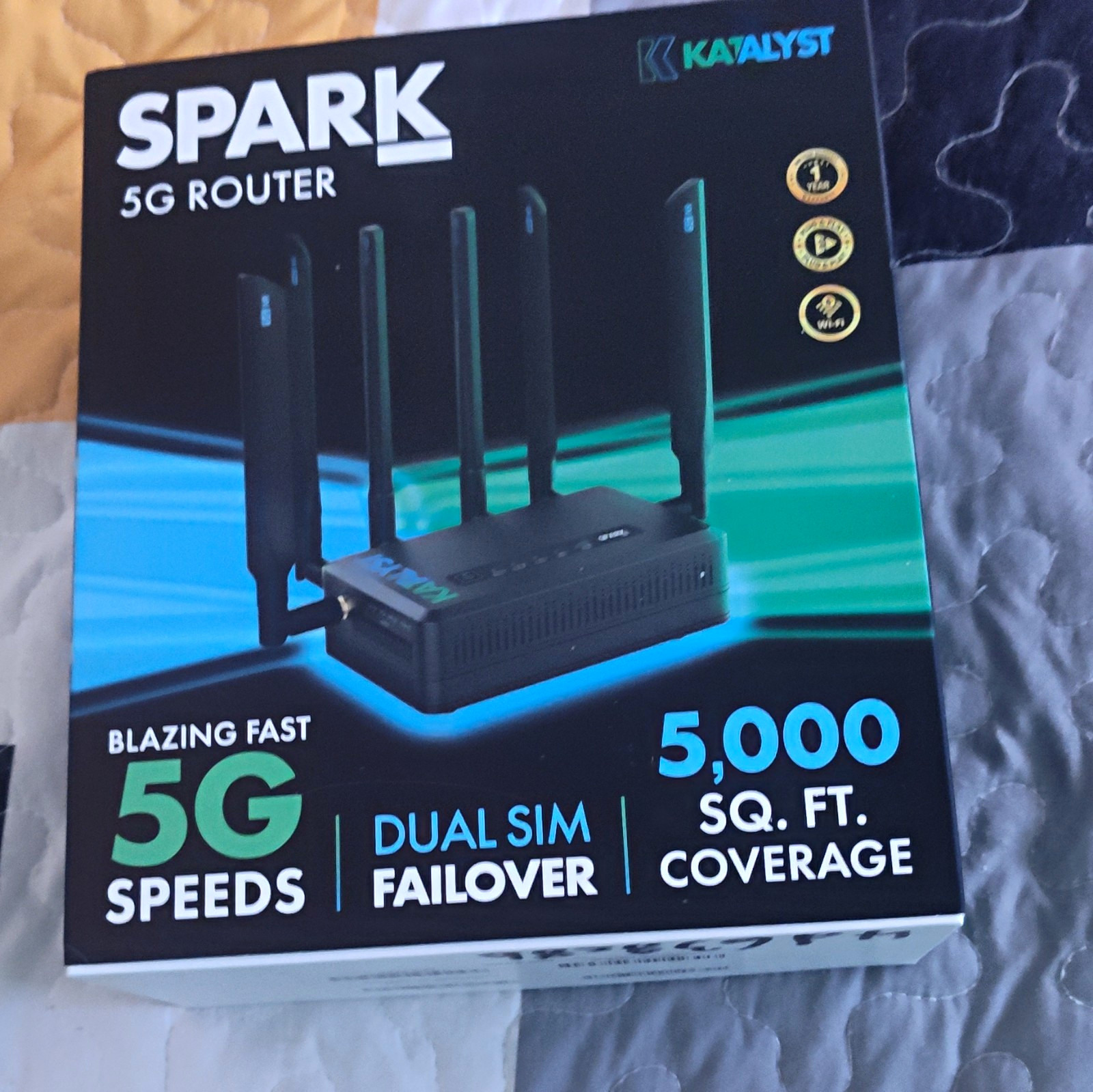 Katalyst Spark 5G Router Dual SIM Failover 5000 Mbps 4-Port LAN Black