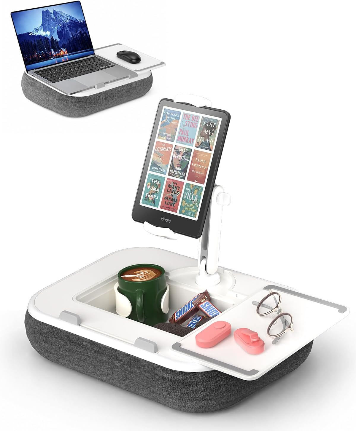 Viozon Kindle Pillow Stand Holder, Phone Holder for Bed, Laptop Lap Desk with Mo