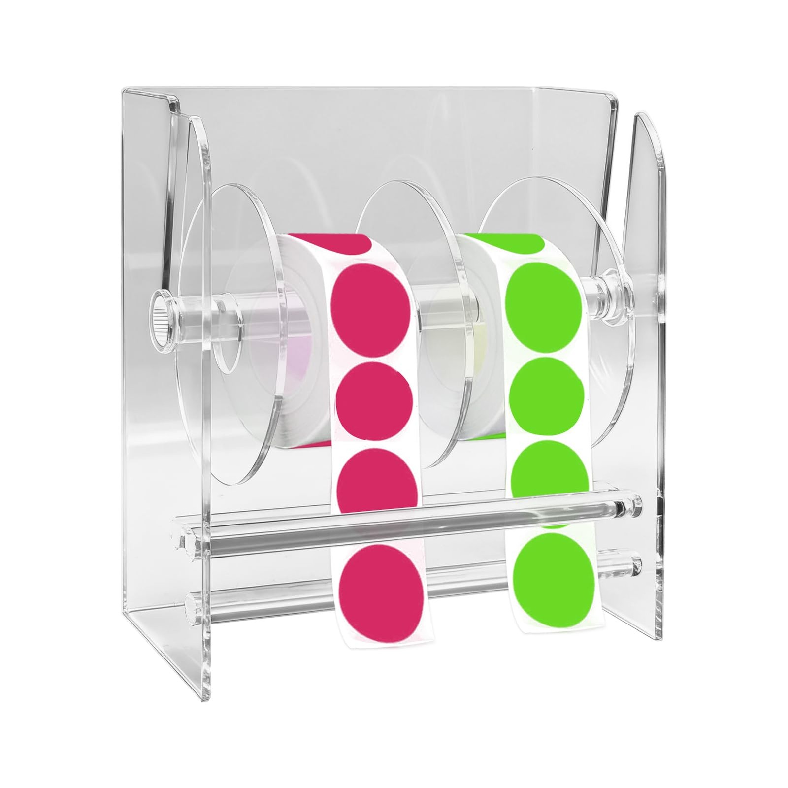 Acrylic Label Dispenser Sticker Roll Holder Organizer, 4 Rolls