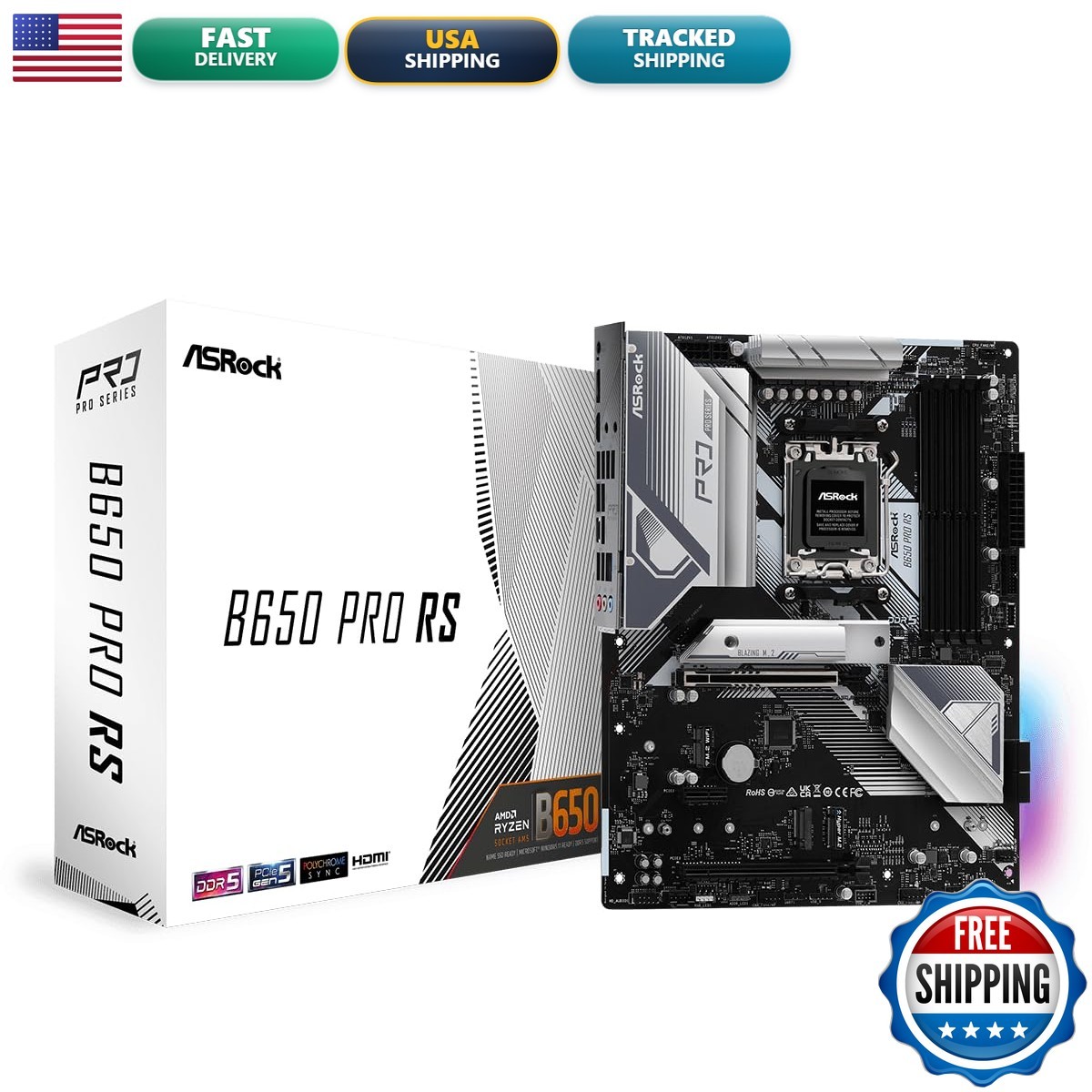 ASRock B650 PRO RS AMD Ryzen 7000 Series Processors Motherboard
