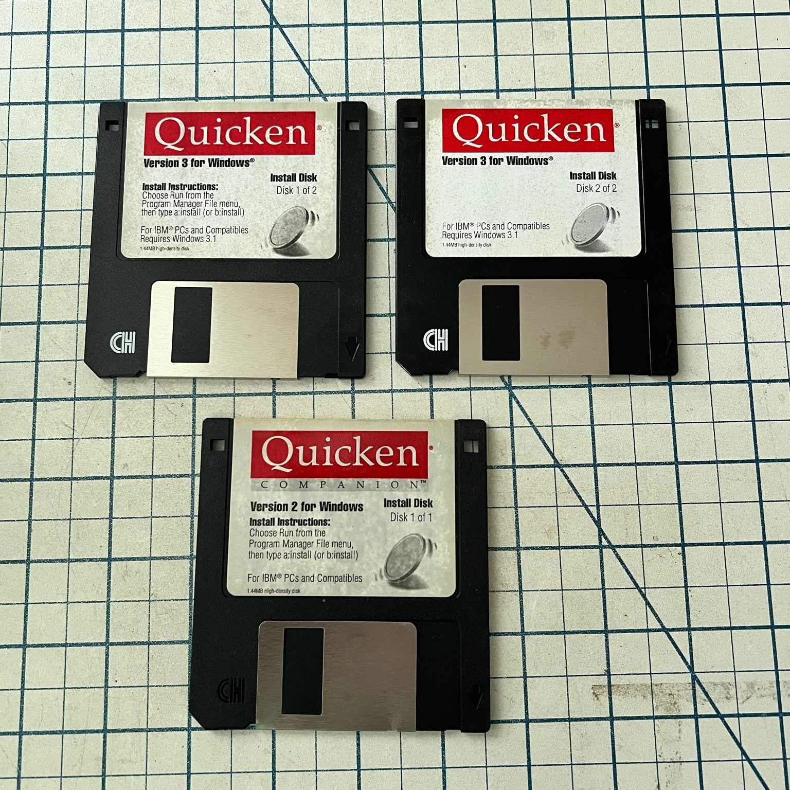 Quicken Software Lot of 3 Disks for Windows 3.5" Floppy 1993 Vintage Computer