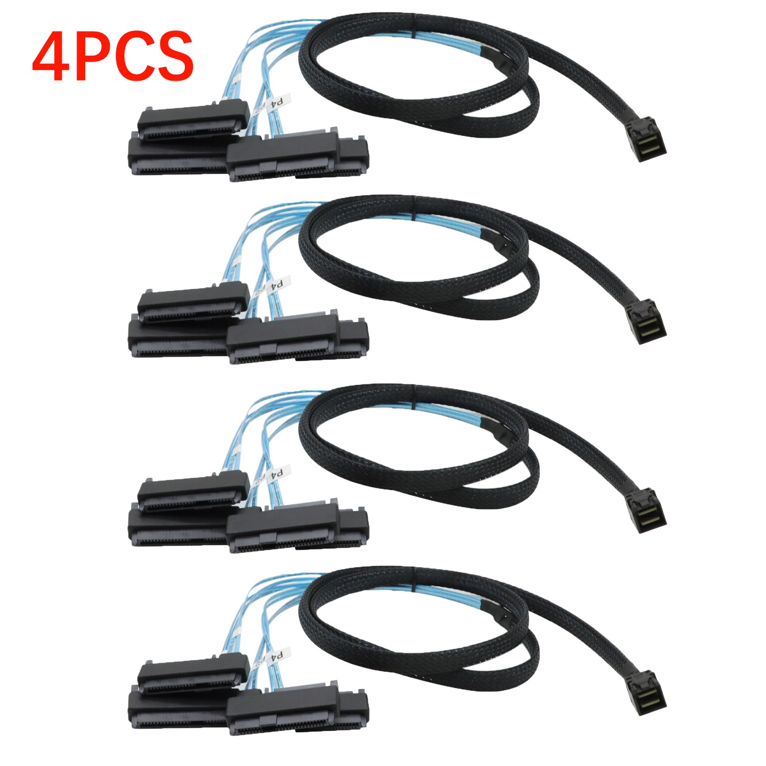 4*Mini SAS HDD SFF-8643 to 4 SFF-8482 Connector with Power Port Hard Drive 1M US
