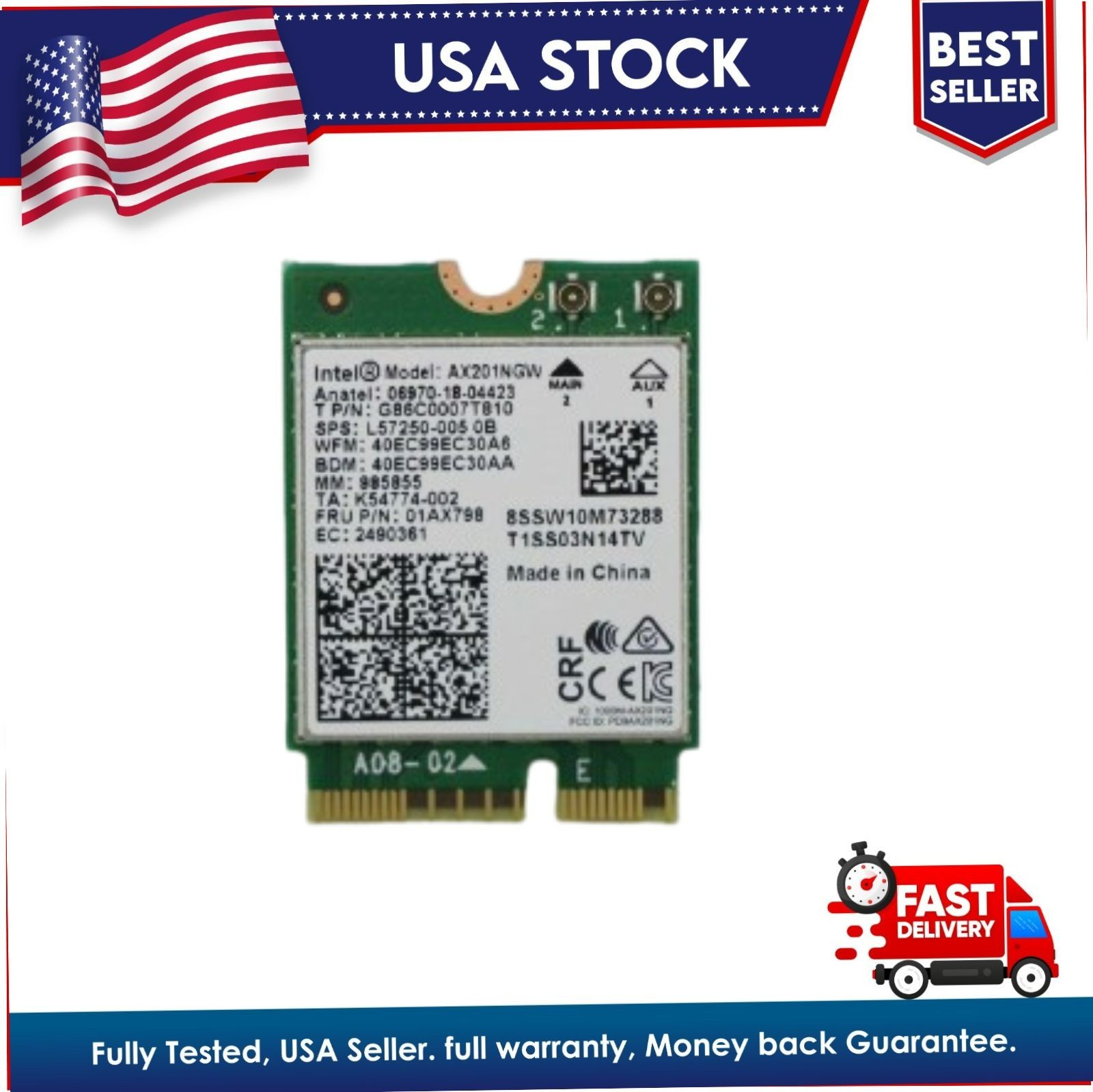 👍 New Intel AX201 802.11ac 2.4Gbps WiFi Bluetooth 5.2 AX201NGW.NV 01AX798