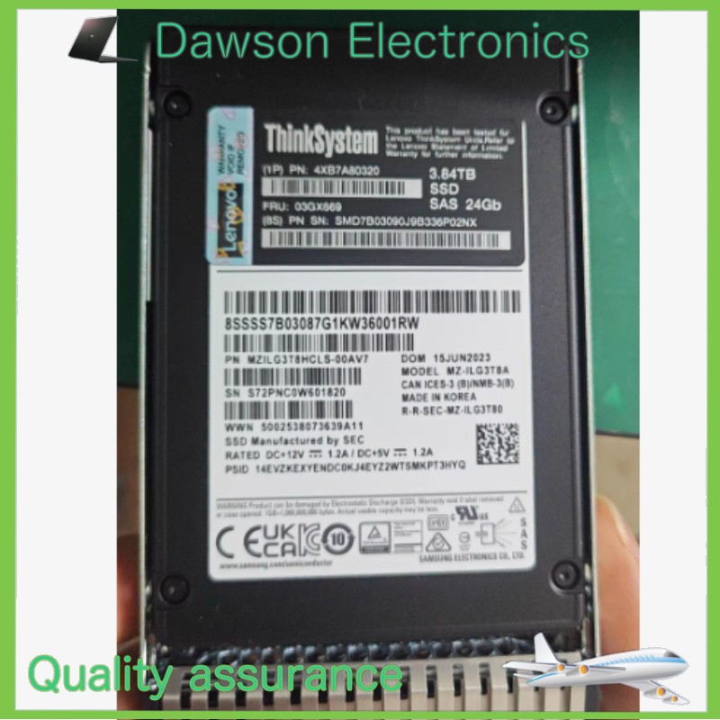03GX669 4XB7A80320 Lenovo ThinkSystem 3.84TB SAS 2.5'' 24Gb/s HS SSD