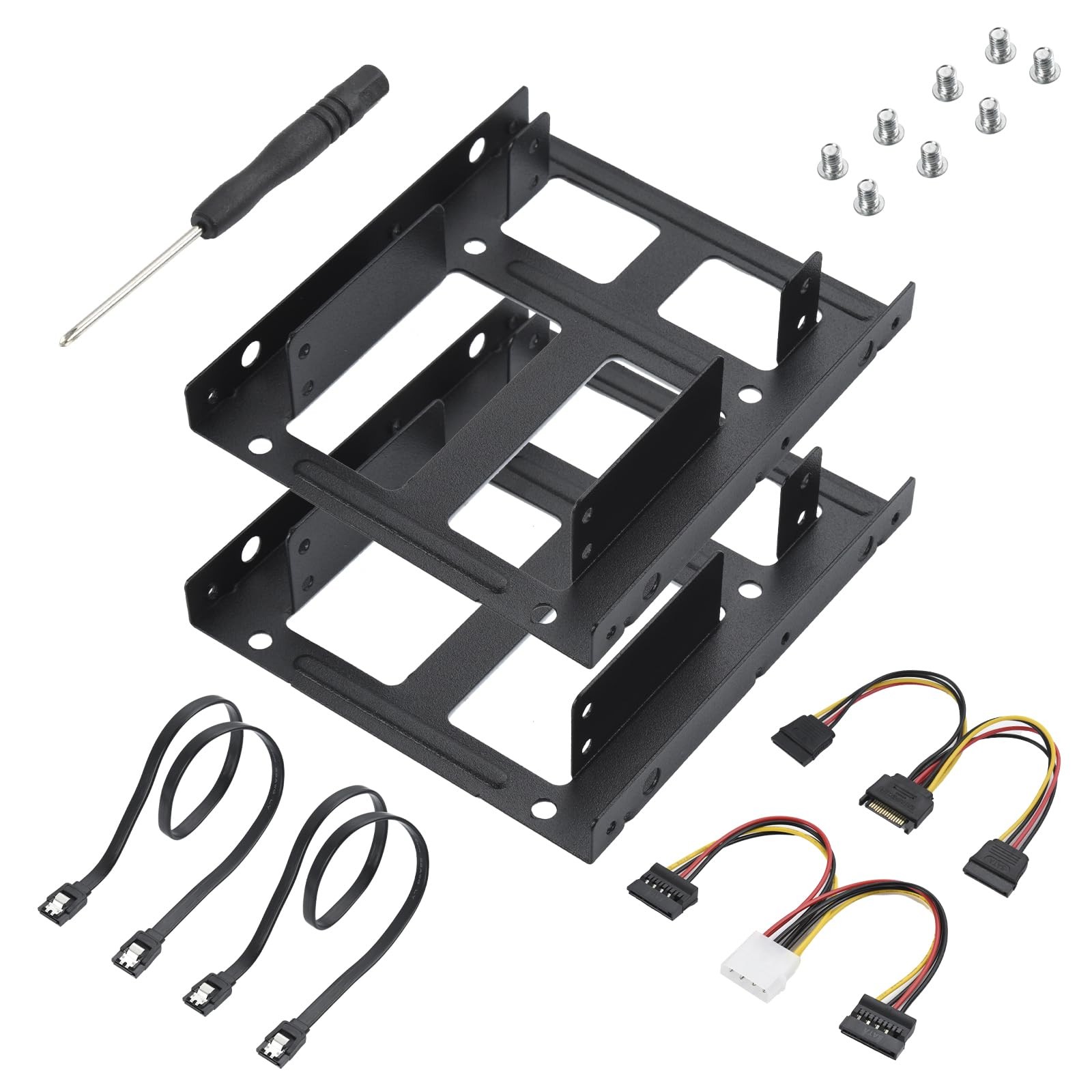 2 Pack Double-Deck SSD Mounting Bracket SSD Adapter 2.5" to 3.5" Hard Drive w...