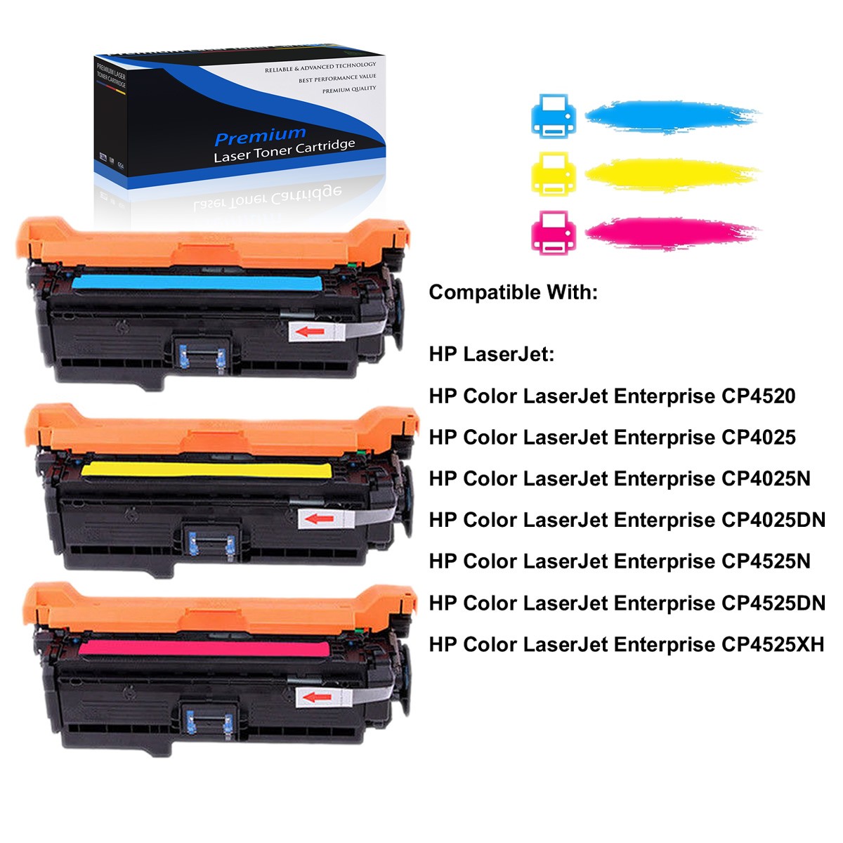 3PK CE260A C M Y Toner Set for HP 647A Color LaserJet CP4025 CP4025n CP4025dn