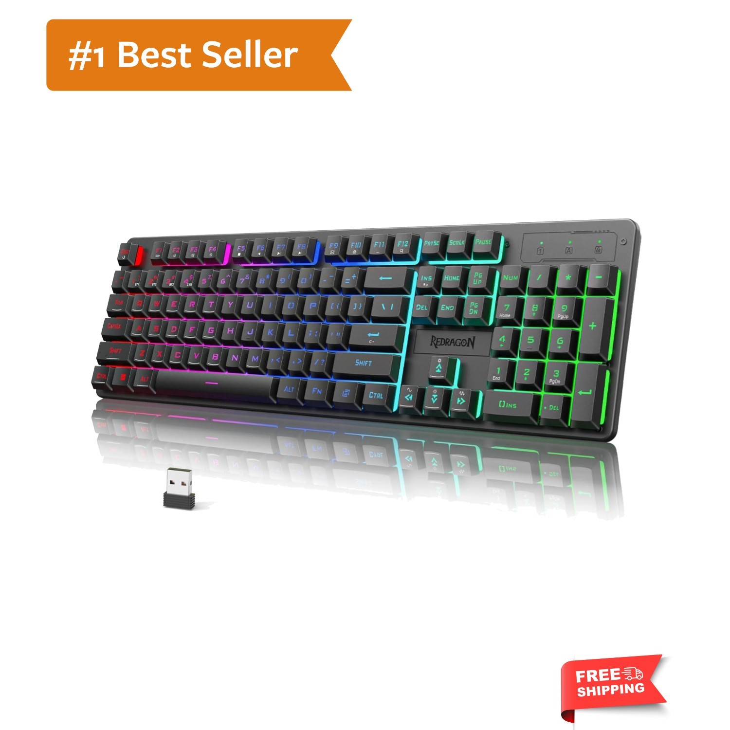 K521KS Wireless Gaming Keyboard, Tri-Mode BT/2.4G/USB-C RGB Mechanical Feelin...