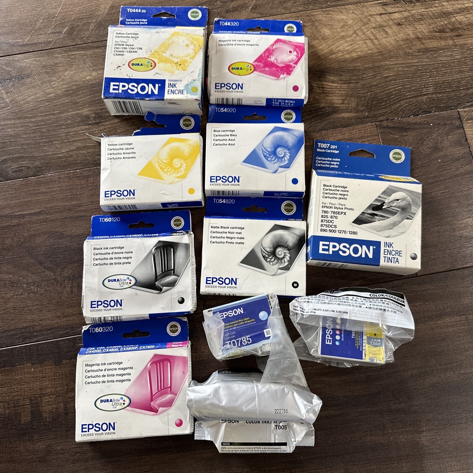 Lot Of 11Genuine Epson 44 YM; 54 YBBk;60 BkM;T007 T005 T008 T0785Ink Cartridges