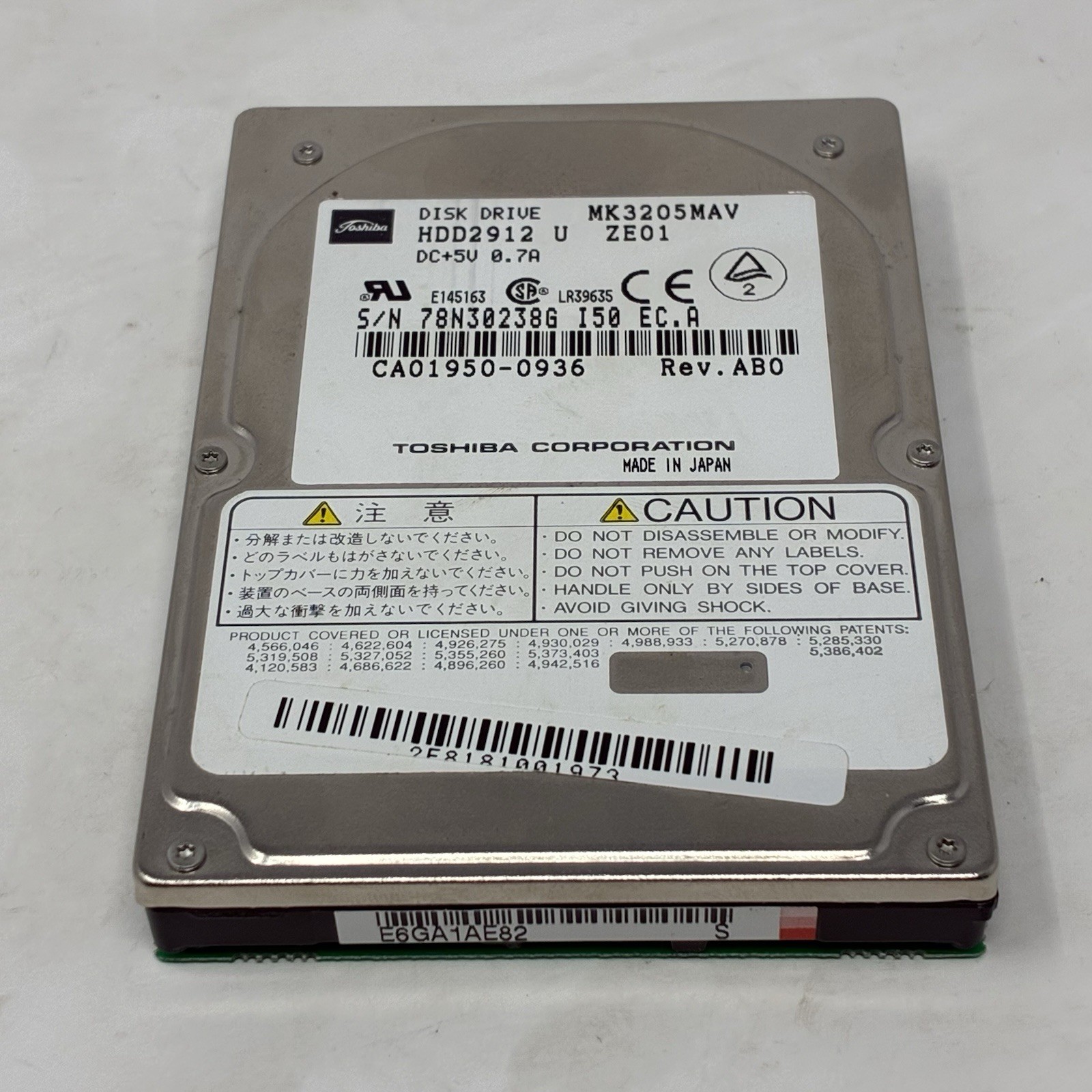 Vintage Toshiba MK3205MAV 3.2GB 2.5" IDE Laptop Hard Drive – Tested