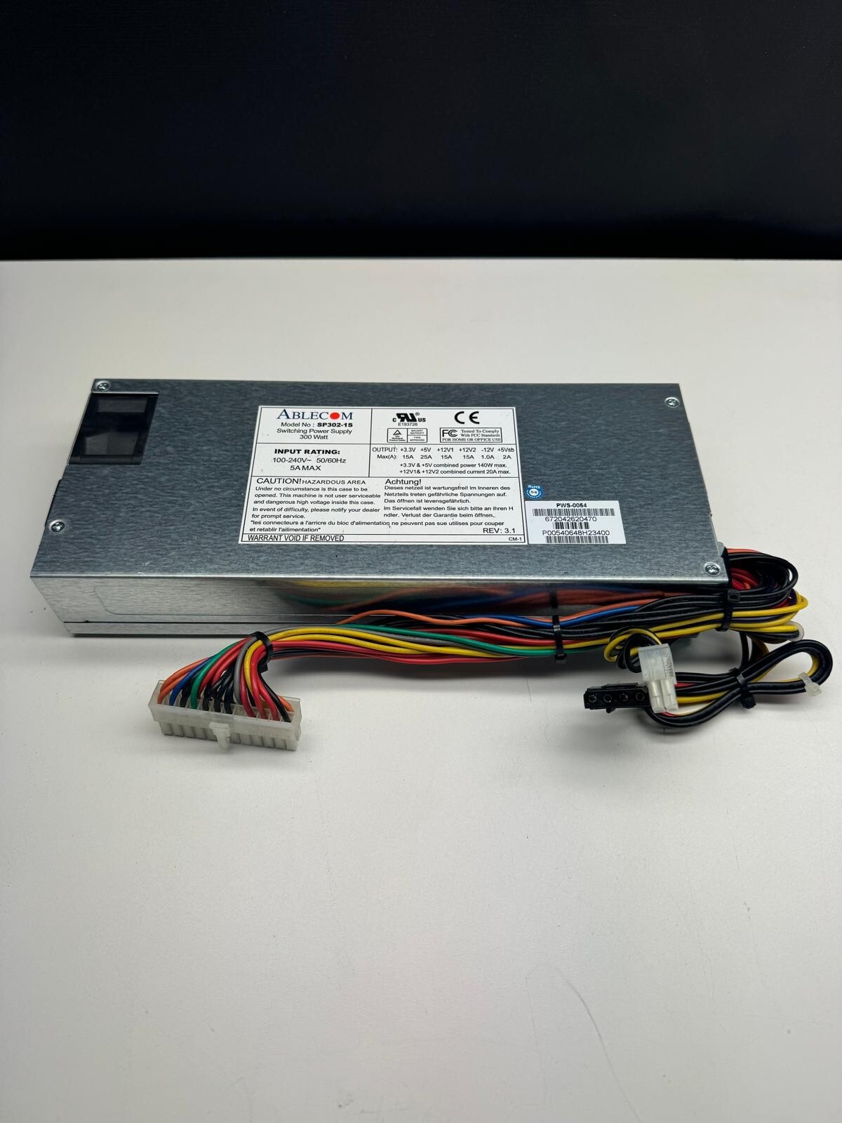 Ablecom SP302-1S P/N: PWS-0054 300W 1U Switching Server Power Supply