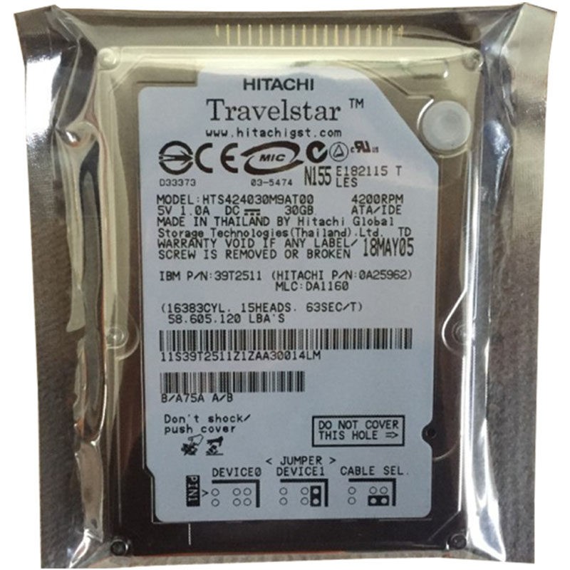 30GB 2.5" 6.35CM IDE 4200RPM 44 PIN HARD DRIVE HDD HITACHI HTS424030M9AT00