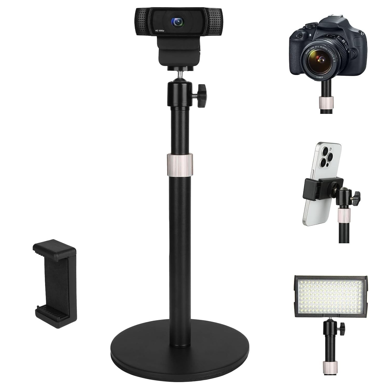 Adjustable Webcam Stand Desk Mount 1/4"-20 Threaded Compatible with Logitech