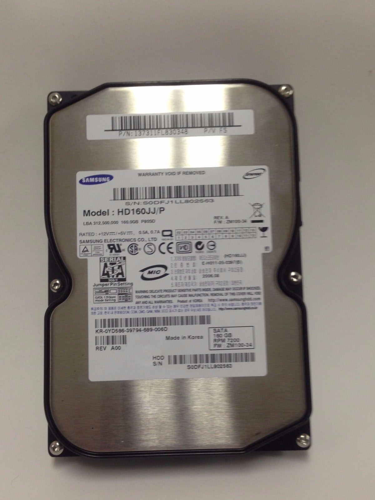 Samsung 160GB 7200 RPM 3.5" PC Desktop SATA Hard Drive HD160JJ/P