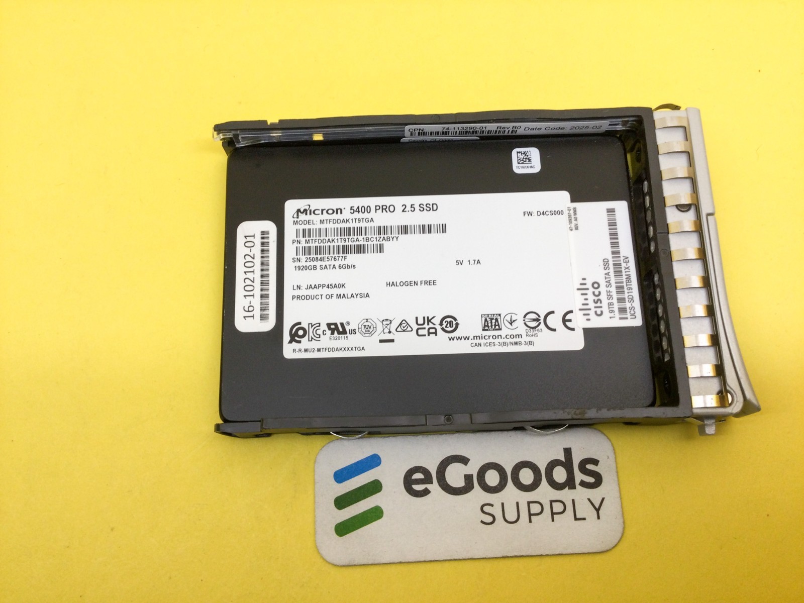 MTFDDAK1T9TGA UCS-SD19TBM1X-EX Cisco Micron 5400 PRO 1.92TB SATA 6Gb/s TLC SSD