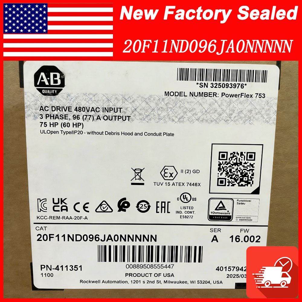 1PC NEW AB 20F11ND096JA0NNNNN in Sealed Box AB PowerFlex 753 AC Drive PLC