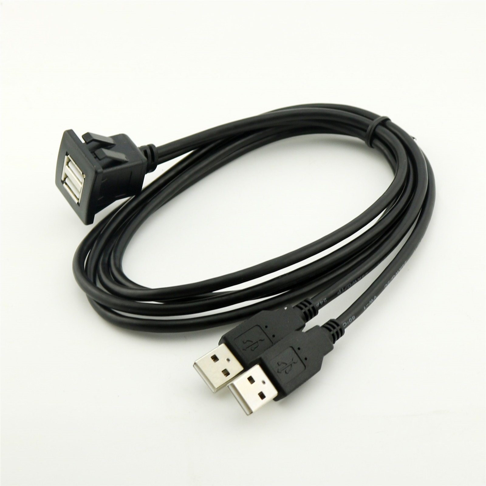 3FT Car Dashboard Flush Mount Dual USB 2.0 A Socket Extension Lead Panel Cable