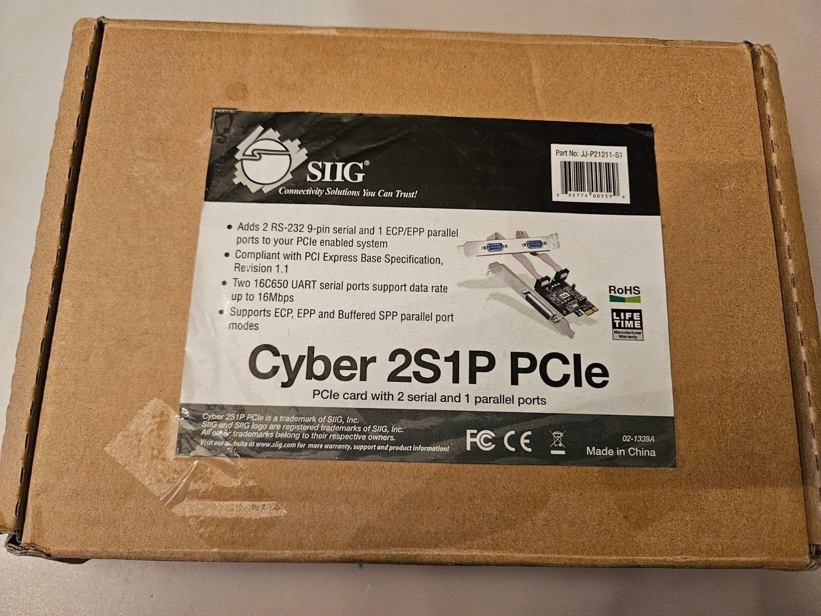 SIIG Cyber 2S1P 3-Port PCIe Serial Parallel Combo Card Adapter JJ-P21211-S1