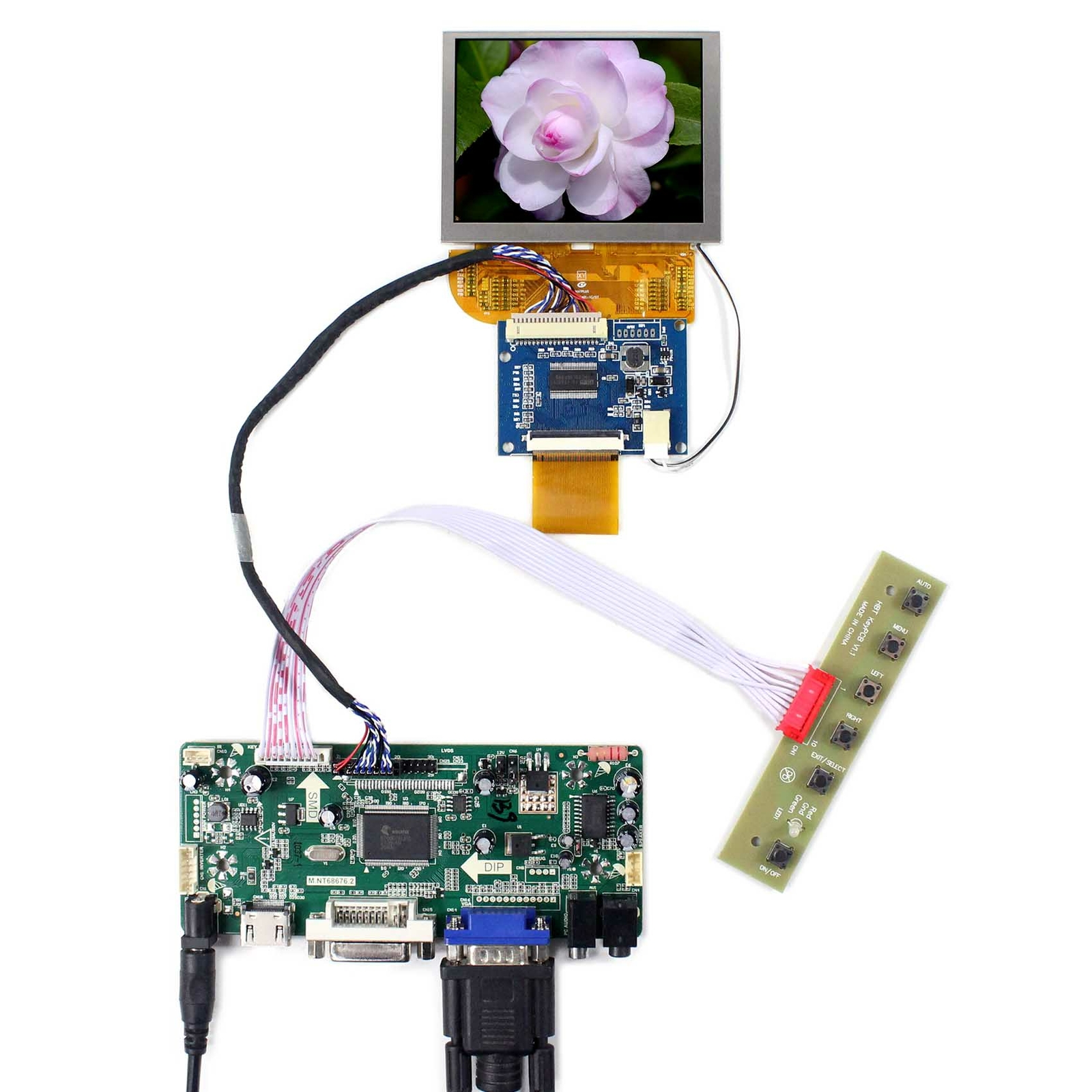 VGA DVI HD LCD Controller Board With 3.5" 800x600 Replace PD035VX2 LCD Screen