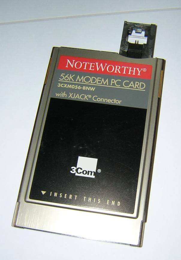 NoteWorthy 56k Modem PC Card with XJACK Connector 3CXM056-BNW