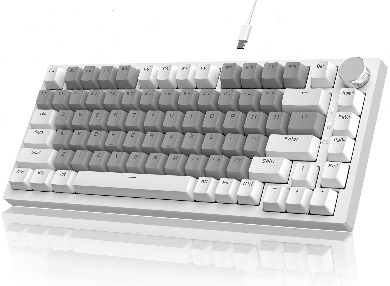 AJAZZ AK820 75% Wired Mechanical Keyboard 82 Keys Hot Swap With Knob RGB For PC