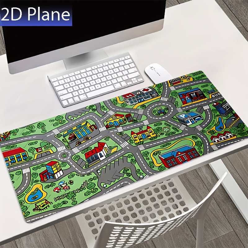 1pc Retro Car Large Gaming Mouse Pad with Street Magic Carpet Design, Non-Slip