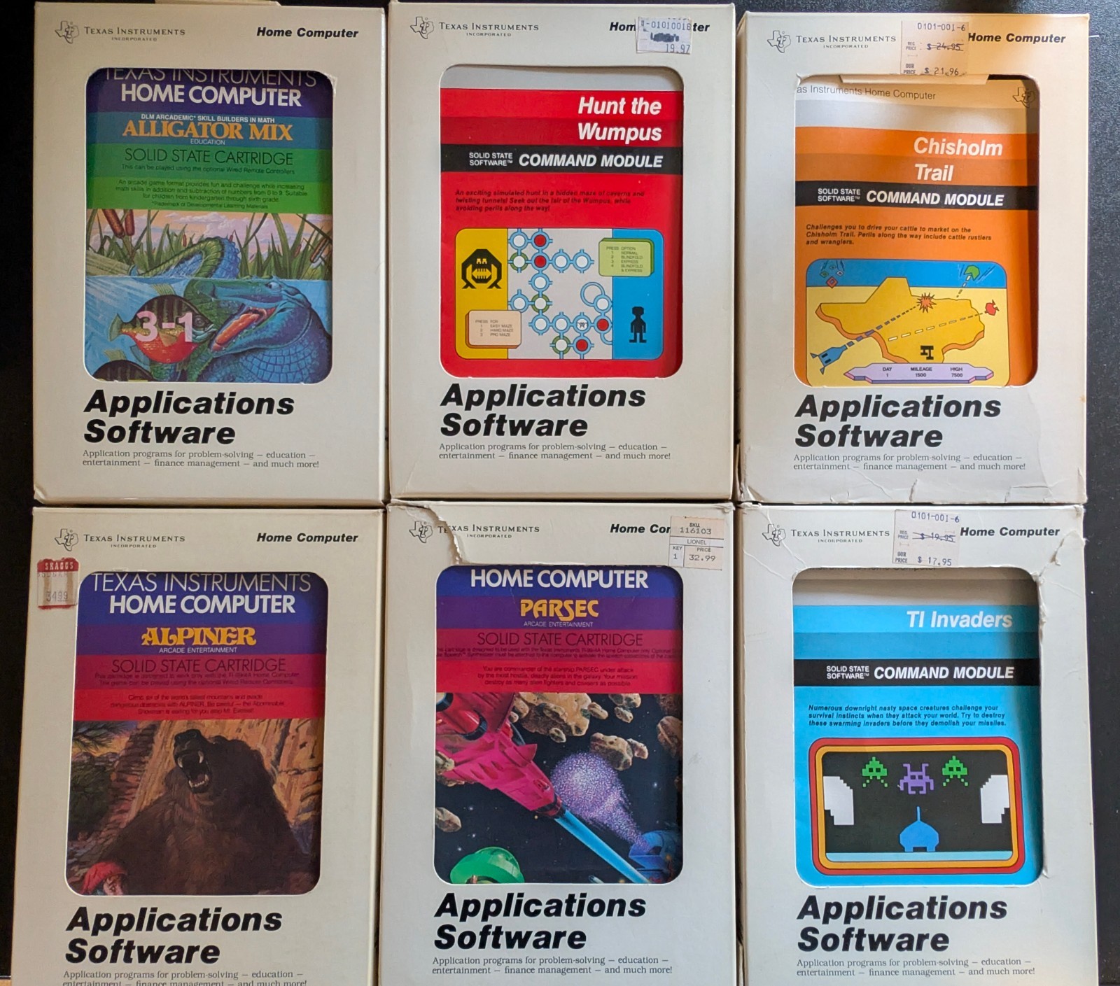 TI-99/4a Education, Arcade and Adventure - Software Bundle - 6 Titles Included