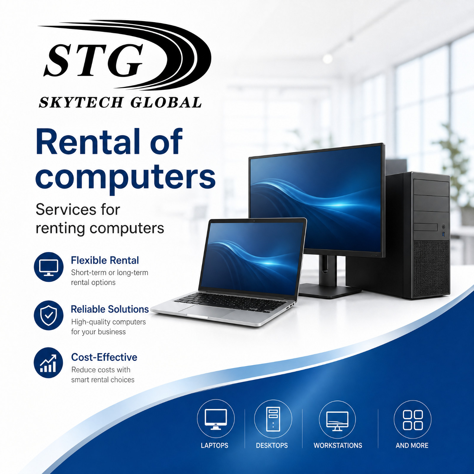 STG SKYTECH GLOBAL Rental of computers，Services for renting computers