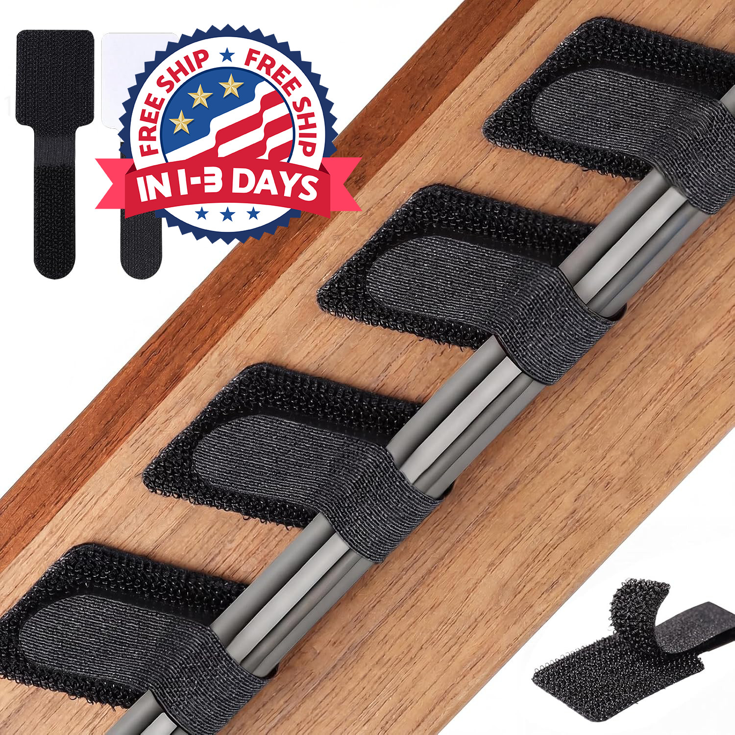Organizador de cables ajustable para escritorio, hogar y oficina (negro), 100Pcs