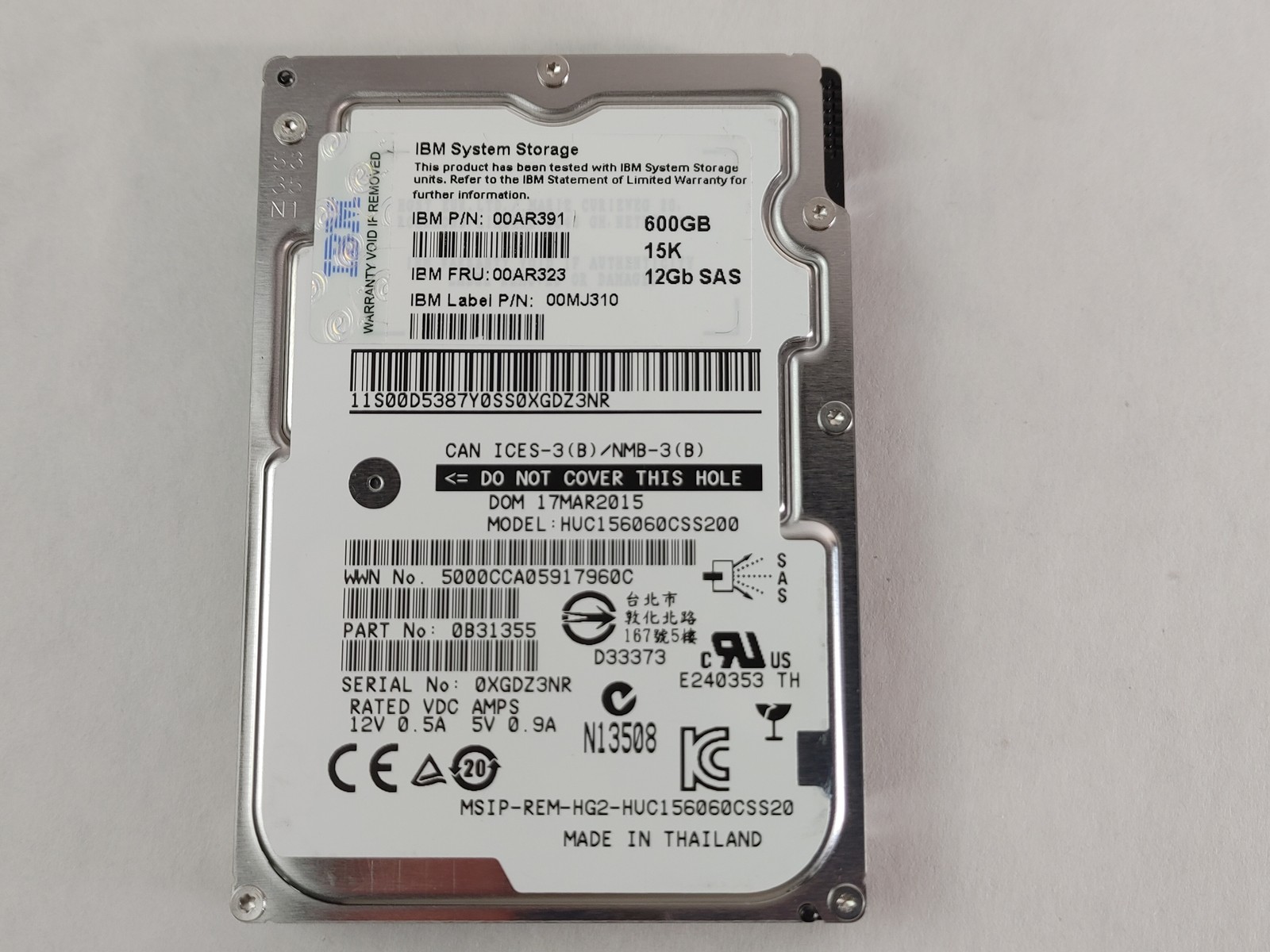 Lot of 20 Hitachi IBM HUC156060CSS200 600 GB SAS 3 2.5 in Enterprise Drive