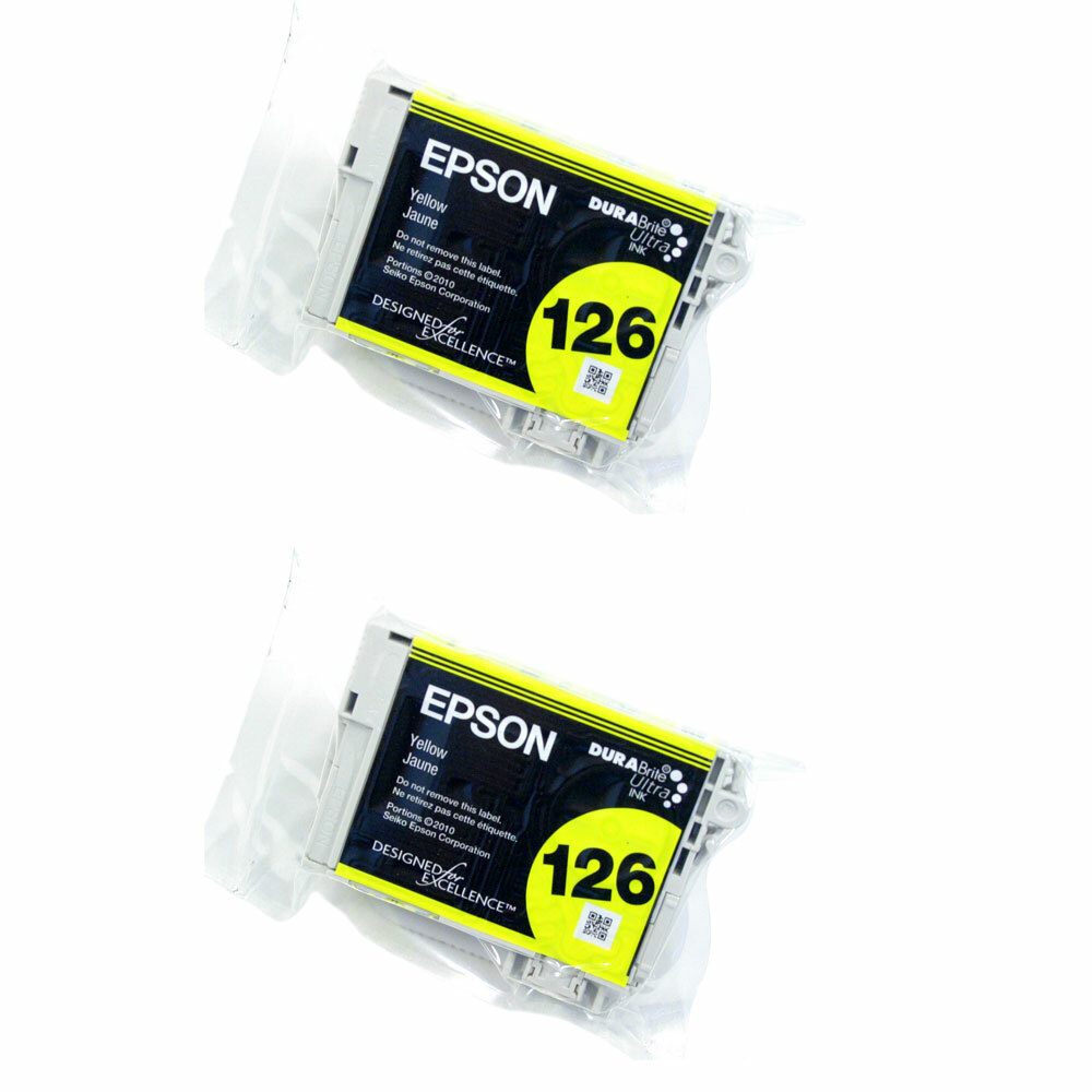 2PK Genuine Epson 126 Yellow Ink WF3520 WF3540 WF7010 WF7510 WF7520